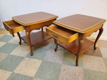 Load image into Gallery viewer, Pair Vintage French Provincial End Tables With Drawers