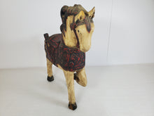Load image into Gallery viewer, Vintage Hand Carved Wooden Horse Figurine - Prancing – Painted