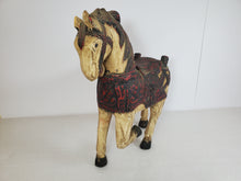 Load image into Gallery viewer, Vintage Hand Carved Wooden Horse Figurine - Prancing – Painted