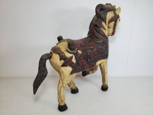 Load image into Gallery viewer, Vintage Hand Carved Wooden Horse Figurine - Prancing – Painted