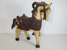 Load image into Gallery viewer, Vintage Hand Carved Wooden Horse Figurine - Prancing – Painted