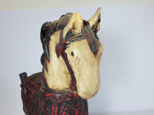 Load image into Gallery viewer, Vintage Hand Carved Wooden Horse Figurine - Prancing – Painted