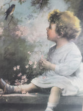 Load image into Gallery viewer, Vintage Home Interiors Gifts Print In Frame - Song Of The Blue Bird – By Zulakenyon – Girl With Bird
