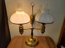 Load image into Gallery viewer, Vintage Student Lamp With Double Globe – 3 Way Switches Operating Separately