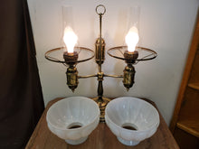 Load image into Gallery viewer, Vintage Student Lamp With Double Globe – 3 Way Switches Operating Separately