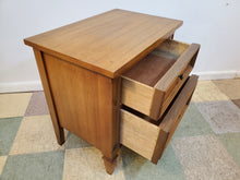 Load image into Gallery viewer, Vintage Walnut Two Drawer Nightstand By Dixie