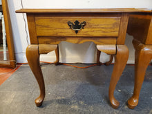 Load image into Gallery viewer, Pair Vintage Oak End Tables With Drawer By Broyhill Furniture