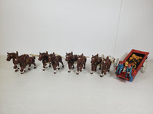 Load image into Gallery viewer, Vintage Cast Iron Clydesdale Horses – Wagon – Barrels – Men and Dog