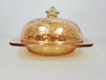 Load image into Gallery viewer, Vintage Jeannette Glass Louisa Floragold Covered Dish