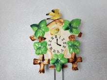 Load image into Gallery viewer, Vintage Lefton Wall Pocket Vase Cuckoo Clock With 2 Birds and Pinecone
