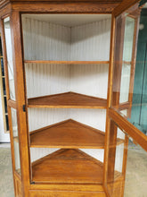 Load image into Gallery viewer, Antique Oak Corner Cupboard - Beveled Glass Single Door and 1 Drawer