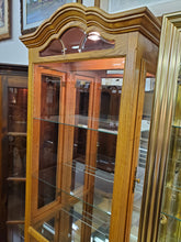 Load image into Gallery viewer, Vintage Oak Curio Display Cabinet With Beveled Glass and Lights By Creations Furniture