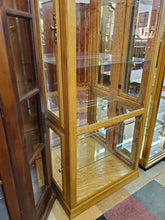 Load image into Gallery viewer, Vintage Oak Curio Display Cabinet With Beveled Glass and Lights By Creations Furniture