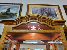 Load image into Gallery viewer, Vintage Oak Curio Display Cabinet With Beveled Glass and Lights By Creations Furniture