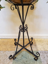 Load image into Gallery viewer, Faux Vine Plant In Round Planter Pot and Wrought Iron Plant Stand