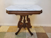 Load image into Gallery viewer, Antique Victorian Eastlake Marble Top Parlor Table - Lamp Table
