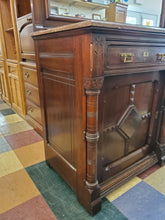 Load image into Gallery viewer, Antique Victorian Sideboard Buffet Server With Mirror and Marble Top - Has Key