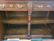 Load image into Gallery viewer, Antique Victorian Sideboard Buffet Server With Mirror and Marble Top - Has Key