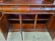 Load image into Gallery viewer, Vintage Cherry Wood Hutch With Beveled Glass Door and Light