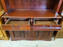 Load image into Gallery viewer, Vintage Cherry Wood Hutch With Beveled Glass Door and Light