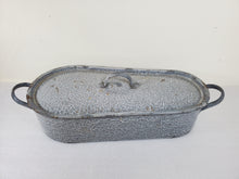 Load image into Gallery viewer, Vintage Gray Enamelware Roasting Pan – Hare Pan – Elongated - Narrow And Wide Side