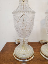 Load image into Gallery viewer, Pair Vintage Cut Glass Table Lamps – Lead Crystal – 3 Way Switch