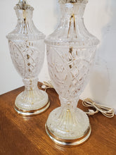Load image into Gallery viewer, Pair Vintage Cut Glass Table Lamps – Lead Crystal – 3 Way Switch