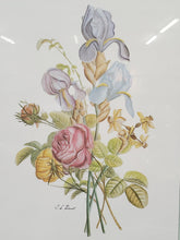 Load image into Gallery viewer, Vintage 1980's JL Prevost Signed Floral Print - Lavender - Iris - Roses - Flower Bouquet - Print In Frame