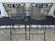 Load image into Gallery viewer, Two Vintage Wrought Iron Counter Top Barstools