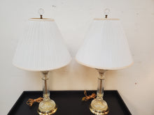 Load image into Gallery viewer, Pair Vintage Crystal Glass Column Table Lamp With 3 Way Switches
