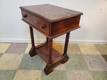 Load image into Gallery viewer, Antique Cherry Side Table With Bobbin Turned Legs and Drawer