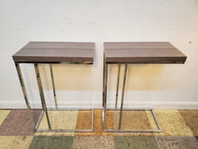 Load image into Gallery viewer, Pair Modern Side Tables With Chrome Base - Small - New Old Stock