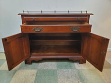 Load image into Gallery viewer, Vintage Cherry Buffet Server With Pull Out Tray - Key Included Features Brass Gallery