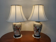 Load image into Gallery viewer, Pair Vintage Asian Style Chinoiserie Table Lamps With Birds And Flowers