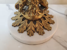 Load image into Gallery viewer, Pair Vintage Crystal Cut Glass Cherub Table Lamps With Marble Base – Brass Finish – Glass Prisms