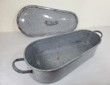 Load image into Gallery viewer, Vintage Gray Enamelware Roasting Pan – Hare Pan – Elongated - Narrow And Wide Side