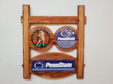 Load image into Gallery viewer, Vintage Penn State Football Wooden Wall Plaque Clock By Emdur Metal Products
