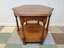 Load image into Gallery viewer, Vintage Oak Hexagon End Table