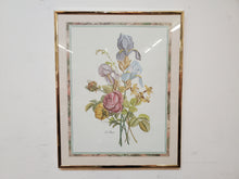 Load image into Gallery viewer, Vintage 1980's JL Prevost Signed Floral Print - Lavender - Iris - Roses - Flower Bouquet - Print In Frame
