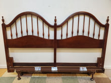 Load image into Gallery viewer, Vintage Cherry King Size Bed With Metal Rails By Thomasville Furniture
