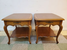 Load image into Gallery viewer, Pair Vintage French Provincial End Tables With Drawers