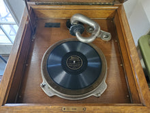 Load image into Gallery viewer, Antique Hand Crank Salon Decca Phonograph - Gramophone - Tiger Oak Cabinet