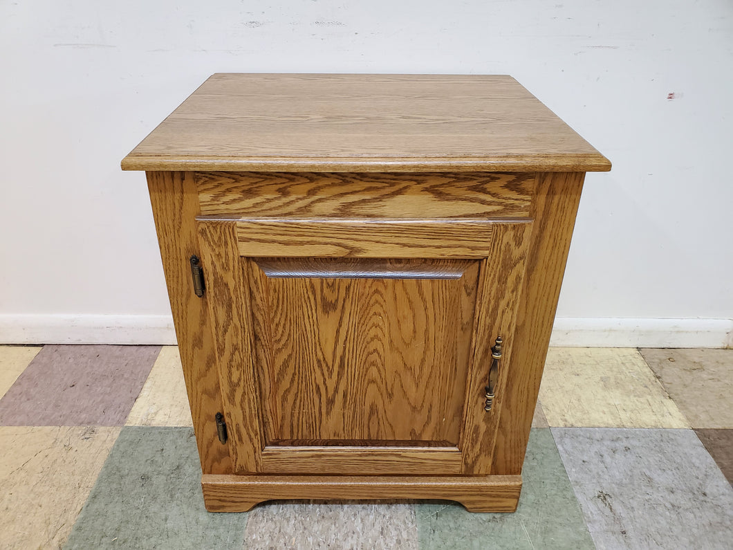 Vintage Oak Single Door Cabinet - Side Table