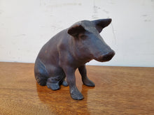 Load image into Gallery viewer, Vintage Black Cast Iron Pig Coin Bank
