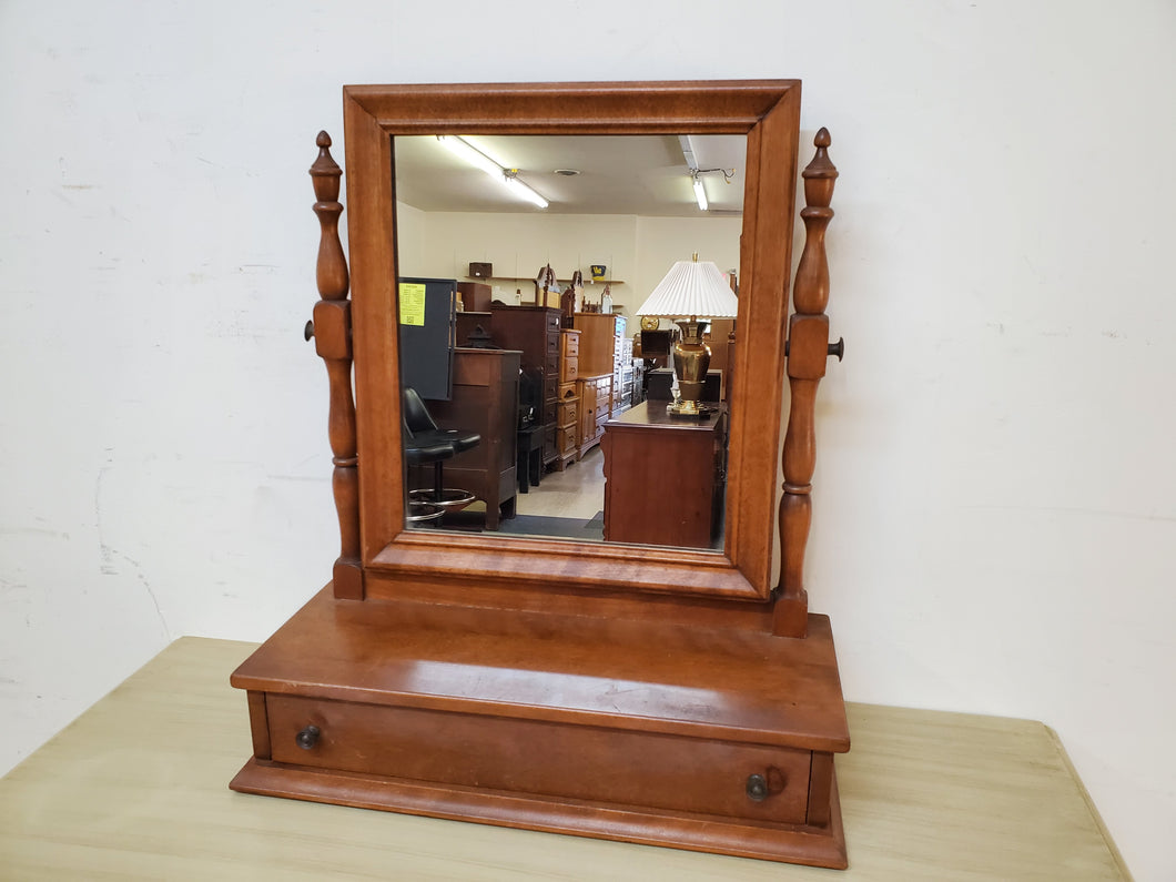 Vintage Solid Maple Shaving Mirror - Dresser Top Mirror By Ethan Allen Baumriter