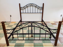 Load image into Gallery viewer, Wooden and Iron Queen Size Bed - Bed Frame
