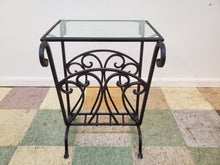 Load image into Gallery viewer, Wrought Iron Glass Top Side Table - Plant Stand
