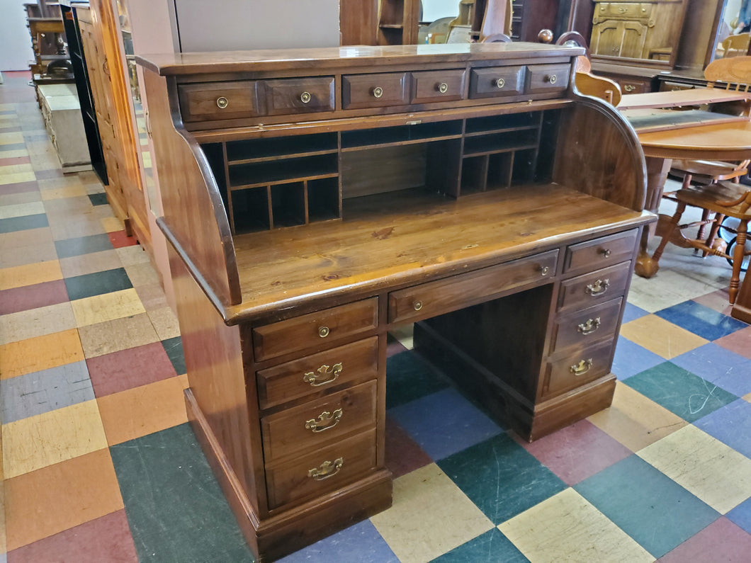 Vintage Pine Roll Top Desk By Kling Furniture
