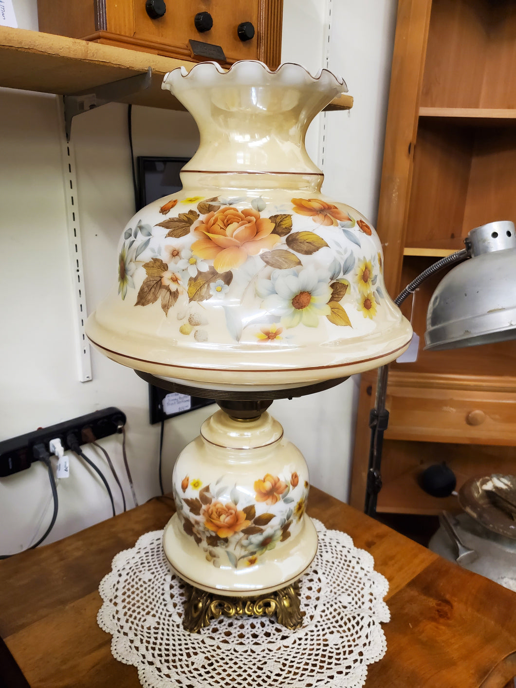 Vintage Hurricane Style Table Lamp
