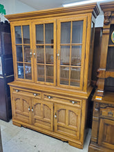 Load image into Gallery viewer, Vintage Oak China Cabinet With Lights
